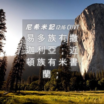 Picture 04 - 尼 希 米 記 12:16 CUVT - 易 多 族 有 撒 迦 利 亞 ； 近 頓 族 - Bible Verse Picture