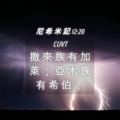 Picture 04 - 尼 希 米 記 12:20 CUVT - 撒 來 族 有 加 萊 ； 亞 木 族 有 希 - Bible Verse Picture