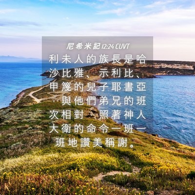 Picture 04 - 尼 希 米 記 12:24 CUVT - 利 未 人 的 族 長 是 哈 沙 比 雅 、 - Bible Verse Picture