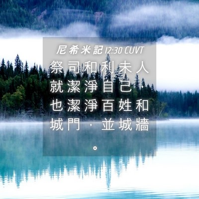 Picture 04 - 尼 希 米 記 12:30 CUVT - 祭 司 和 利 未 人 就 潔 淨 自 己 ， - Bible Verse Picture