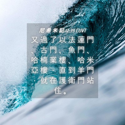 Picture 04 - 尼 希 米 記 12:39 CUVT - 又 過 了 以 法 蓮 門 、 古 門 、 魚 - Bible Verse Picture