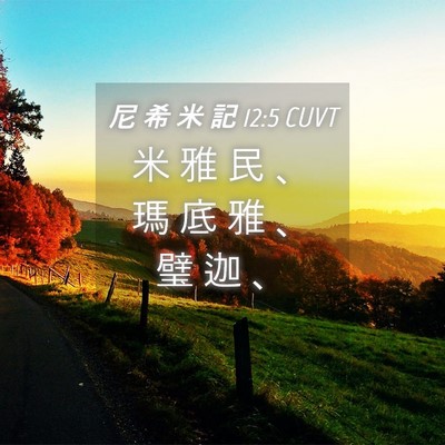 Picture 04 - 尼 希 米 記 12:5 CUVT - 米 雅 民 、 瑪 底 雅 、 璧 迦 - Bible Verse Picture