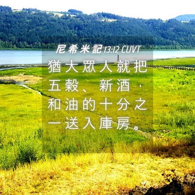 Picture 04 - 尼 希 米 記 13:12 CUVT - 猶 大 眾 人 就 把 五 穀 、 新 酒 ， - Bible Verse Picture