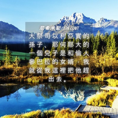 Picture 04 - 尼 希 米 記 13:28 CUVT - 大 祭 司 以 利 亞 實 的 孫 子 、 耶 - Bible Verse Picture