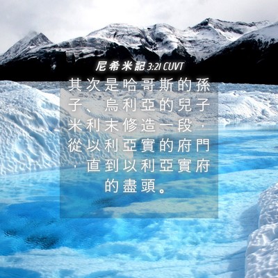 Picture 04 - 尼 希 米 記 3:21 CUVT - 其 次 是 哈 哥 斯 的 孫 子 、 烏 利 - Bible Verse Picture