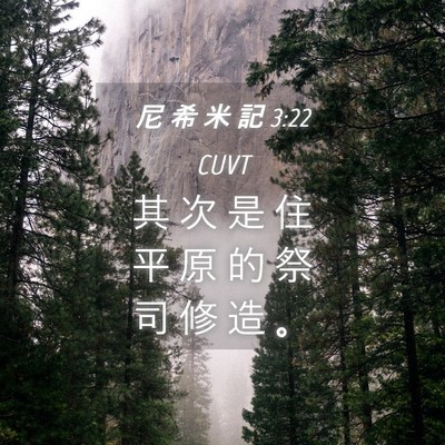 Picture 04 - 尼 希 米 記 3:22 CUVT - 其 次 是 住 平 原 的 祭 司 修 造 - Bible Verse Picture