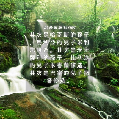 Picture 04 - 尼 希 米 記 3:4 CUVT - 其 次 是 哈 哥 斯 的 孫 子 、 烏 利 - Bible Verse Picture