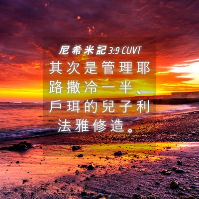 Picture 04 - 尼 希 米 記 3:9 CUVT - 其 次 是 管 理 耶 路 撒 冷 一 半 、 - Bible Verse Picture