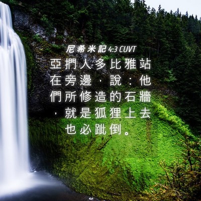 Picture 04 - 尼 希 米 記 4:3 CUVT - 亞 捫 人 多 比 雅 站 在 旁 邊 ， 說 - Bible Verse Picture