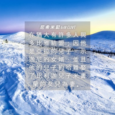 Picture 04 - 尼 希 米 記 6:18 CUVT - 在 猶 大 有 許 多 人 與 多 比 雅 結 - Bible Verse Picture