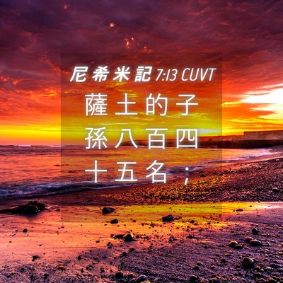 Picture 04 - 尼 希 米 記 7:13 CUVT - 薩 土 的 子 孫 八 百 四 十 五 名 - Bible Verse Picture