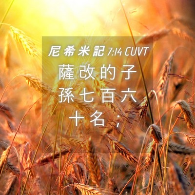 Picture 04 - 尼 希 米 記 7:14 CUVT - 薩 改 的 子 孫 七 百 六 十 名 - Bible Verse Picture