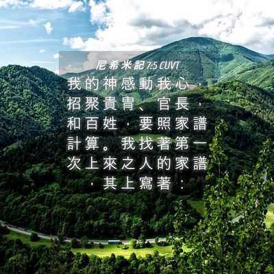 Picture 04 - 尼 希 米 記 7:5 CUVT - 我 的 神 感 動 我 心 ， 招 聚 貴 冑 - Bible Verse Picture