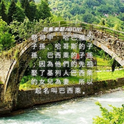 Picture 04 - 尼 希 米 記 7:63 CUVT - 祭 司 中 ， 哈 巴 雅 的 子 孫 、 哈 - Bible Verse Picture