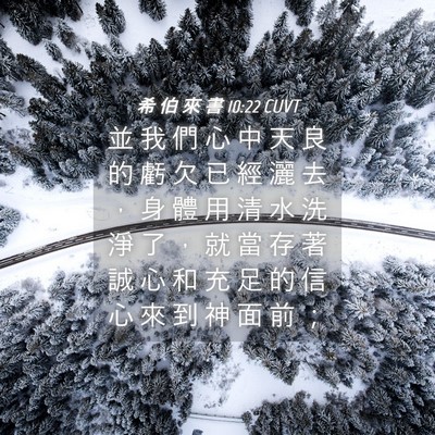 Picture 04 - 希 伯 來 書 10:22 CUVT - 並 我 們 心 中 天 良 的 虧 欠 已 經 - Bible Verse Picture