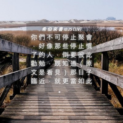 Picture 04 - 希 伯 來 書 10:25 CUVT - 你 們 不 可 停 止 聚 會 ， 好 像 那 - Bible Verse Picture