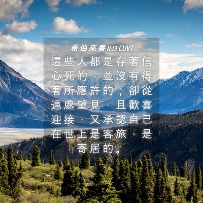 Picture 04 - 希 伯 來 書 11:13 CUVT - 這 些 人 都 是 存 著 信 心 死 的 ， - Bible Verse Picture