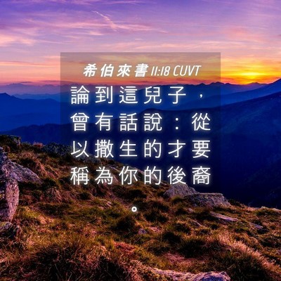 Picture 04 - 希 伯 來 書 11:18 CUVT - 論 到 這 兒 子 ， 曾 有 話 說 ： 從 - Bible Verse Picture