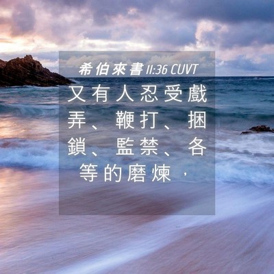 Picture 04 - 希 伯 來 書 11:36 CUVT - 又 有 人 忍 受 戲 弄 、 鞭 打 、 捆 - Bible Verse Picture