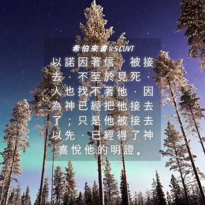Picture 04 - 希 伯 來 書 11:5 CUVT - 以 諾 因 著 信 ， 被 接 去 ， 不 至 - Bible Verse Picture