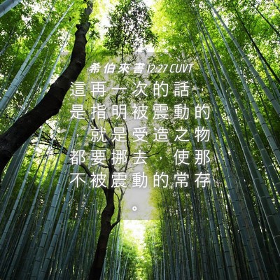 Picture 04 - 希 伯 來 書 12:27 CUVT - 這 再 一 次 的 話 ， 是 指 明 被 震 - Bible Verse Picture