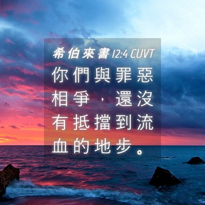 Picture 04 - 希 伯 來 書 12:4 CUVT - 你 們 與 罪 惡 相 爭 ， 還 沒 有 抵 - Bible Verse Picture