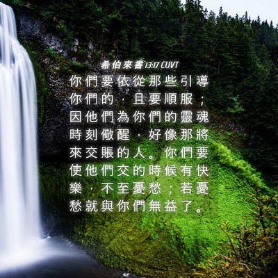 Picture 04 - 希 伯 來 書 13:17 CUVT - 你 們 要 依 從 那 些 引 導 你 們 的 - Bible Verse Picture