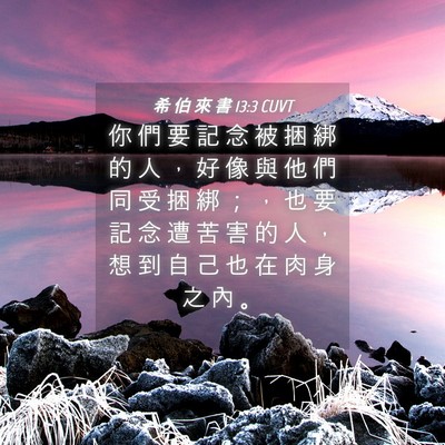 Picture 04 - 希 伯 來 書 13:3 CUVT - 你 們 要 記 念 被 捆 綁 的 人 ， 好 - Bible Verse Picture