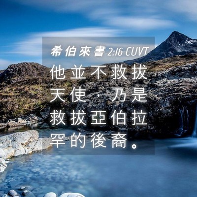 Picture 04 - 希 伯 來 書 2:16 CUVT - 他 並 不 救 拔 天 使 ， 乃 是 救 拔 - Bible Verse Picture