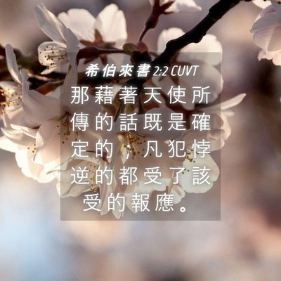 Picture 04 - 希 伯 來 書 2:2 CUVT - 那 藉 著 天 使 所 傳 的 話 既 是 確 - Bible Verse Picture