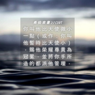 Picture 04 - 希 伯 來 書 2:7 CUVT - 你 叫 他 比 天 使 微 小 一 點 （ 或 - Bible Verse Picture
