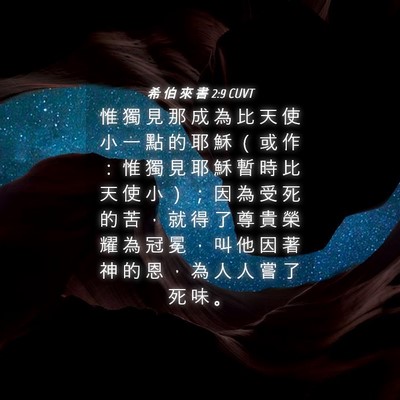 Picture 04 - 希 伯 來 書 2:9 CUVT - 惟 獨 見 那 成 為 比 天 使 小 一 點 - Bible Verse Picture