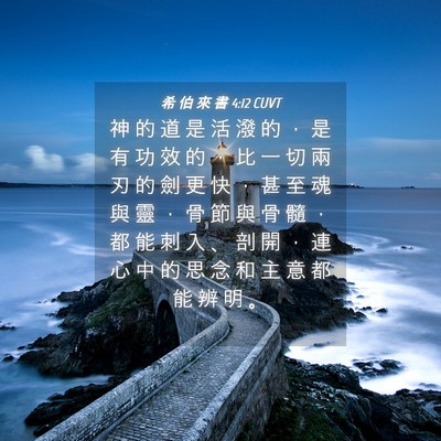 Picture 04 - 希 伯 來 書 4:12 CUVT - 神 的 道 是 活 潑 的 ， 是 有 功 效 - Bible Verse Picture