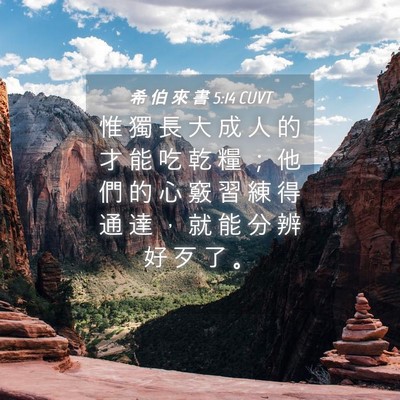 Picture 04 - 希 伯 來 書 5:14 CUVT - 惟 獨 長 大 成 人 的 才 能 吃 乾 糧 - Bible Verse Picture