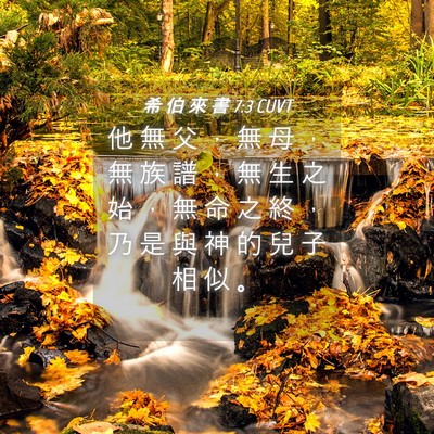 Picture 04 - 希 伯 來 書 7:3 CUVT - 他 無 父 ， 無 母 ， 無 族 譜 ， 無 - Bible Verse Picture