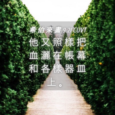 Picture 04 - 希 伯 來 書 9:21 CUVT - 他 又 照 樣 把 血 灑 在 帳 幕 和 各 - Bible Verse Picture