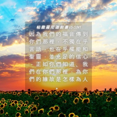 Picture 04 - 帖 撒 羅 尼 迦 前 書 1:5 CUVT - 因 為 我 們 的 福 音 傳 到 你 們 那 - Bible Verse Picture