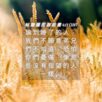 Picture 04 - 帖 撒 羅 尼 迦 前 書 4:13 CUVT - 論 到 睡 了 的 人 ， 我 們 不 願 意 - Bible Verse Picture