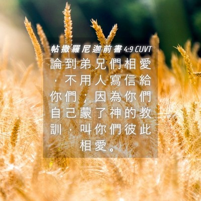 Picture 04 - 帖 撒 羅 尼 迦 前 書 4:9 CUVT - 論 到 弟 兄 們 相 愛 ， 不 用 人 寫 - Bible Verse Picture