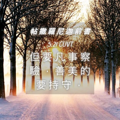 Picture 04 - 帖 撒 羅 尼 迦 前 書 5:21 CUVT - 但 要 凡 事 察 驗 ， 善 美 的 要 持 - Bible Verse Picture