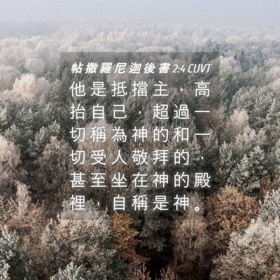 Picture 04 - 帖 撒 羅 尼 迦 後 書 2:4 CUVT - 他 是 抵 擋 主 ， 高 抬 自 己 ， 超 - Bible Verse Picture