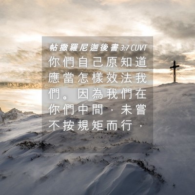Picture 04 - 帖 撒 羅 尼 迦 後 書 3:7 CUVT - 你 們 自 己 原 知 道 應 當 怎 樣 效 - Bible Verse Picture