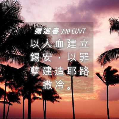 Picture 04 - 彌 迦 書 3:10 CUVT - 以 人 血 建 立 錫 安 ， 以 罪 孽 建 - Bible Verse Picture