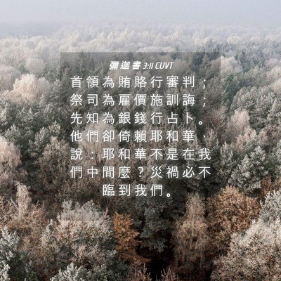 Picture 04 - 彌 迦 書 3:11 CUVT - 首 領 為 賄 賂 行 審 判 ； 祭 司 為 - Bible Verse Picture