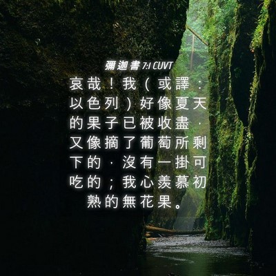Picture 04 - 彌 迦 書 7:1 CUVT - 哀 哉 ！ 我 （ 或 譯 ： 以 色 列 ） - Bible Verse Picture
