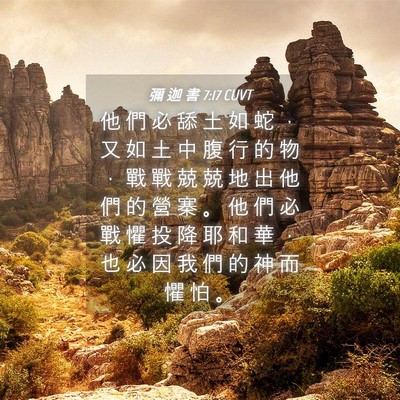 Picture 04 - 彌 迦 書 7:17 CUVT - 他 們 必 舔 土 如 蛇 ， 又 如 土 中 - Bible Verse Picture
