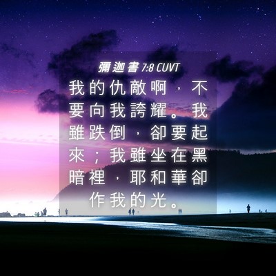 Picture 04 - 彌 迦 書 7:8 CUVT - 我 的 仇 敵 啊 ， 不 要 向 我 誇 耀 - Bible Verse Picture