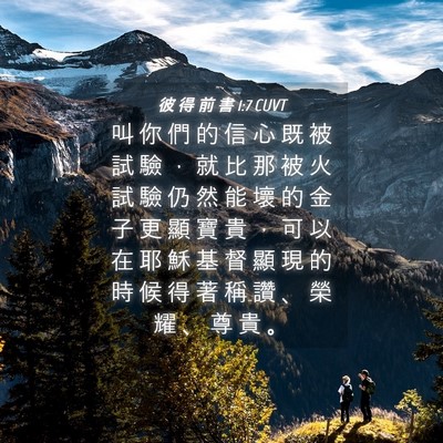 Picture 04 - 彼 得 前 書 1:7 CUVT - 叫 你 們 的 信 心 既 被 試 驗 ， 就 - Bible Verse Picture