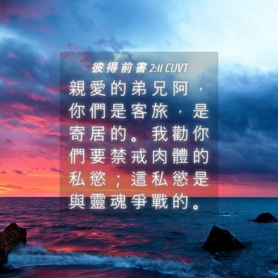 Picture 04 - 彼 得 前 書 2:11 CUVT - 親 愛 的 弟 兄 阿 ， 你 們 是 客 旅 - Bible Verse Picture