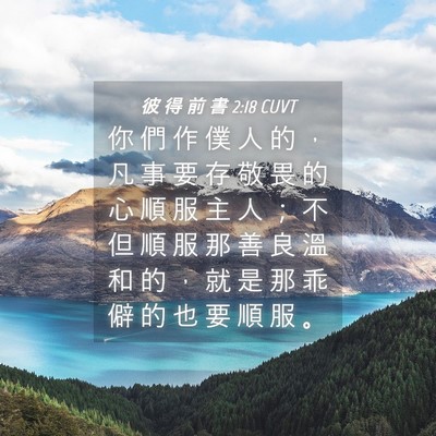 Picture 04 - 彼 得 前 書 2:18 CUVT - 你 們 作 僕 人 的 ， 凡 事 要 存 敬 - Bible Verse Picture